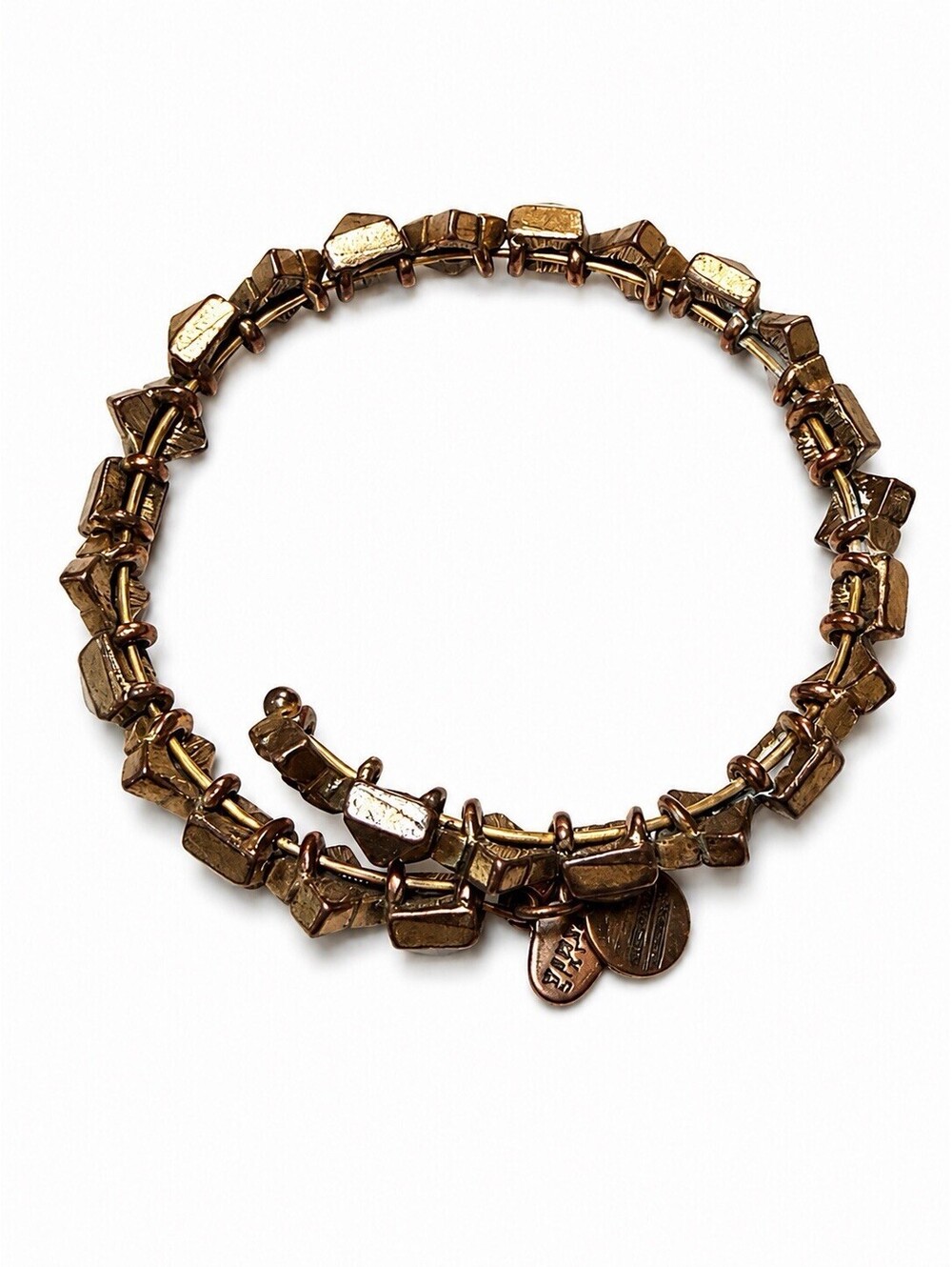 Alex and Ani Vintage Sixty-Six Gold Tone Beaded Charm Bracelet Made in USA